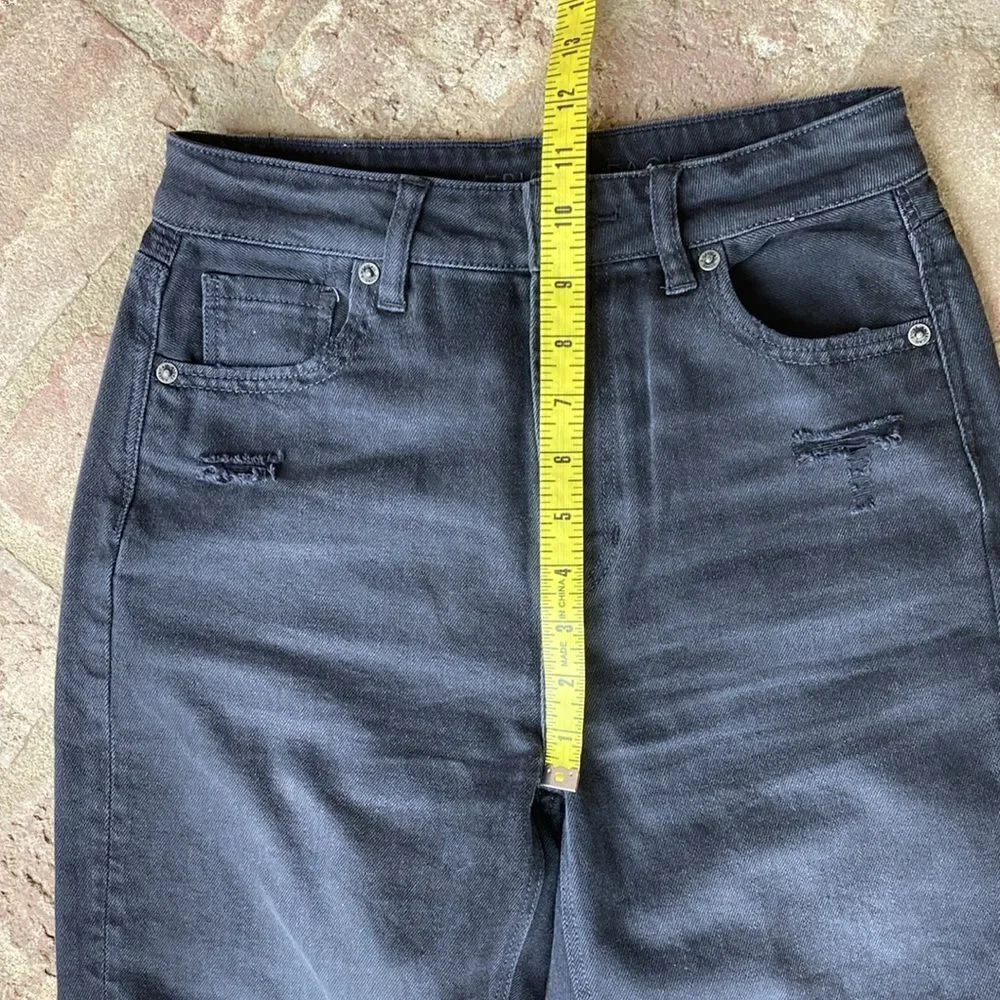 American Eagle Outfitters Distressed Mom Straight Jeans Wash Black Size 0